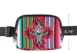 ♥TURQUOISE CROSS WITH RED ROSES BELT BAG