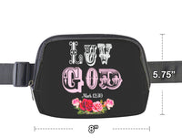 ♥LOVE GOD BIBLE VERSE ROSES BELT BAG