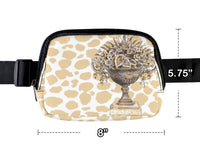 ♥BEAUTIFUL URN WITH FLOWERS LEOPARD PRINT BELT BAG