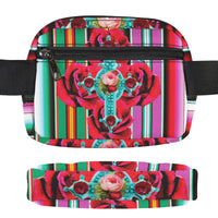 ♥TURQUOISE CROSS WITH RED ROSES BELT BAG