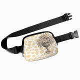 ♥BEAUTIFUL URN WITH FLOWERS LEOPARD PRINT BELT BAG