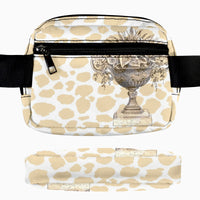 ♥BEAUTIFUL URN WITH FLOWERS LEOPARD PRINT BELT BAG