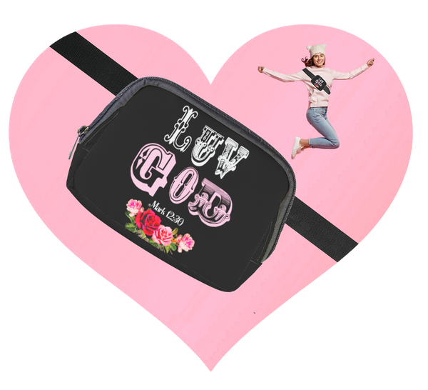 ♥LOVE GOD BIBLE VERSE ROSES BELT BAG