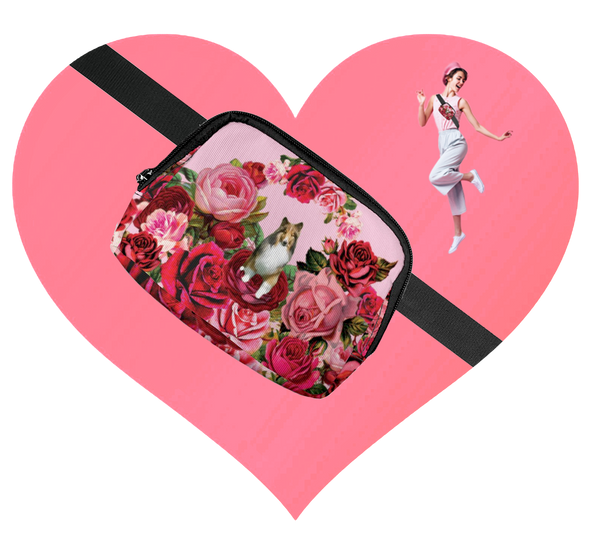 ♥PERSONALIZED PERSON OR PET PHOTO ROSES BELT BAG