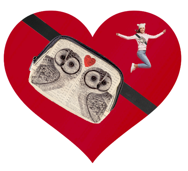 ♥OWL LOVERS ANTIQUE BOOK PAGE BELT BAG