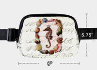 ♥SEAHORSE SWIMMING AMONG ANTIQUE LETTERS BELT BAG