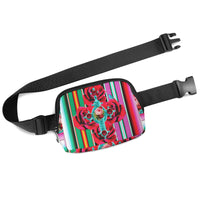 ♥TURQUOISE CROSS WITH RED ROSES BELT BAG